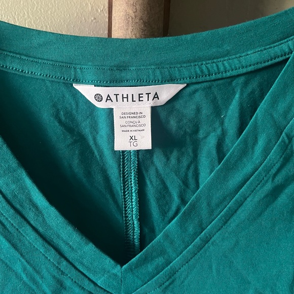 Athleta Teal Green V-Neck Cap Sleeve Top - Picture 2 of 6